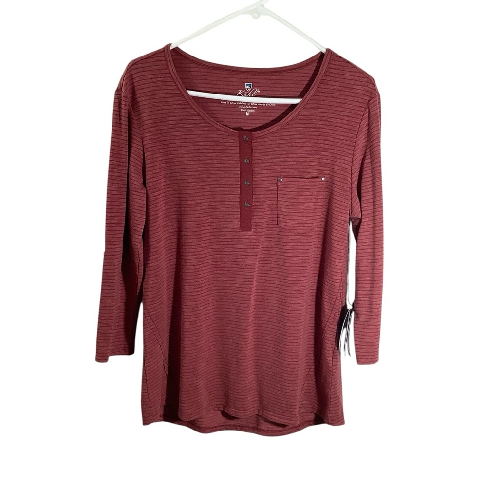 Kuhl Women's Maroon Striped Henley Top